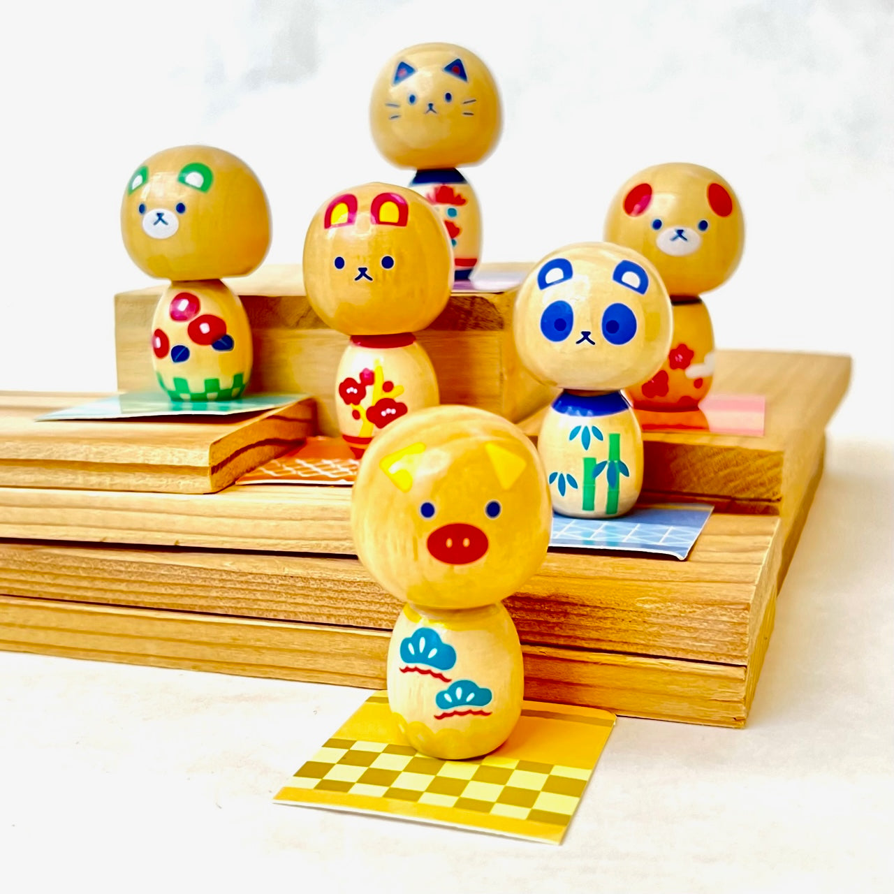 X 70962 Wooden Animal Doll Kokeshi Capsule-DISCONTINUED