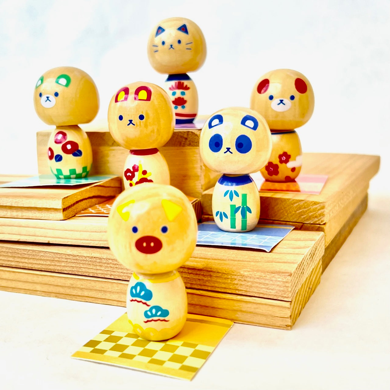 X 70962 Wooden Animal Doll Kokeshi Capsule-DISCONTINUED