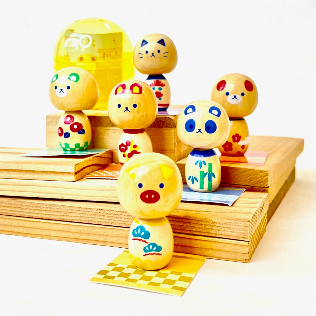 X 70962 Wooden Animal Doll Kokeshi Capsule-DISCONTINUED