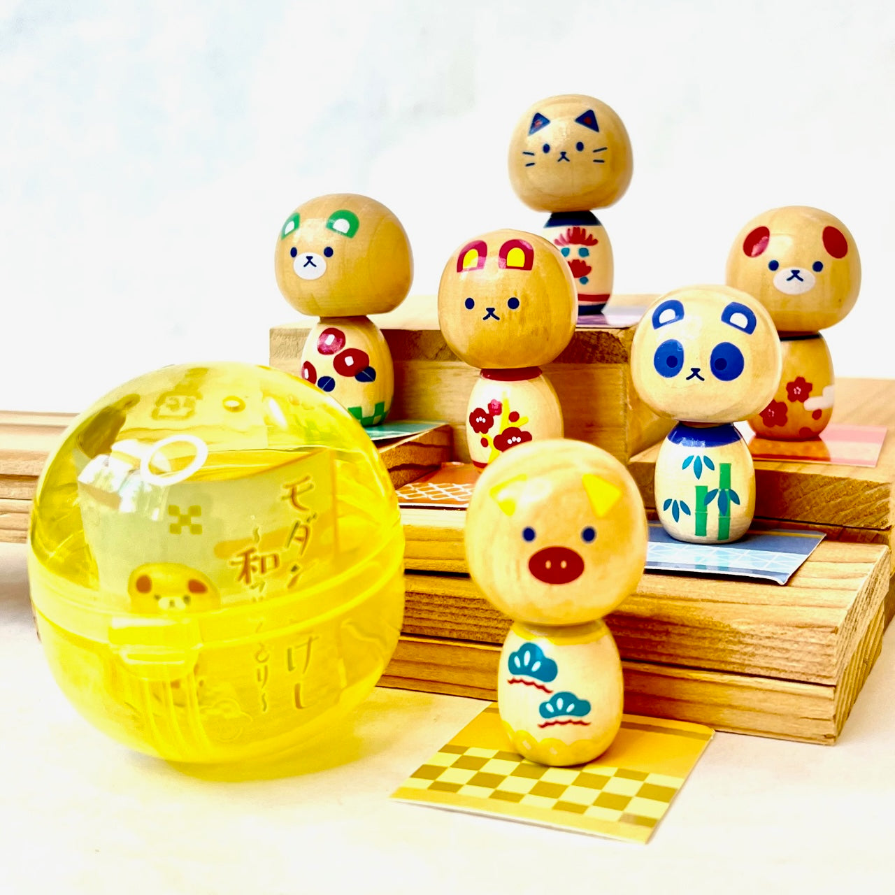 X 70962 Wooden Animal Doll Kokeshi Capsule-DISCONTINUED