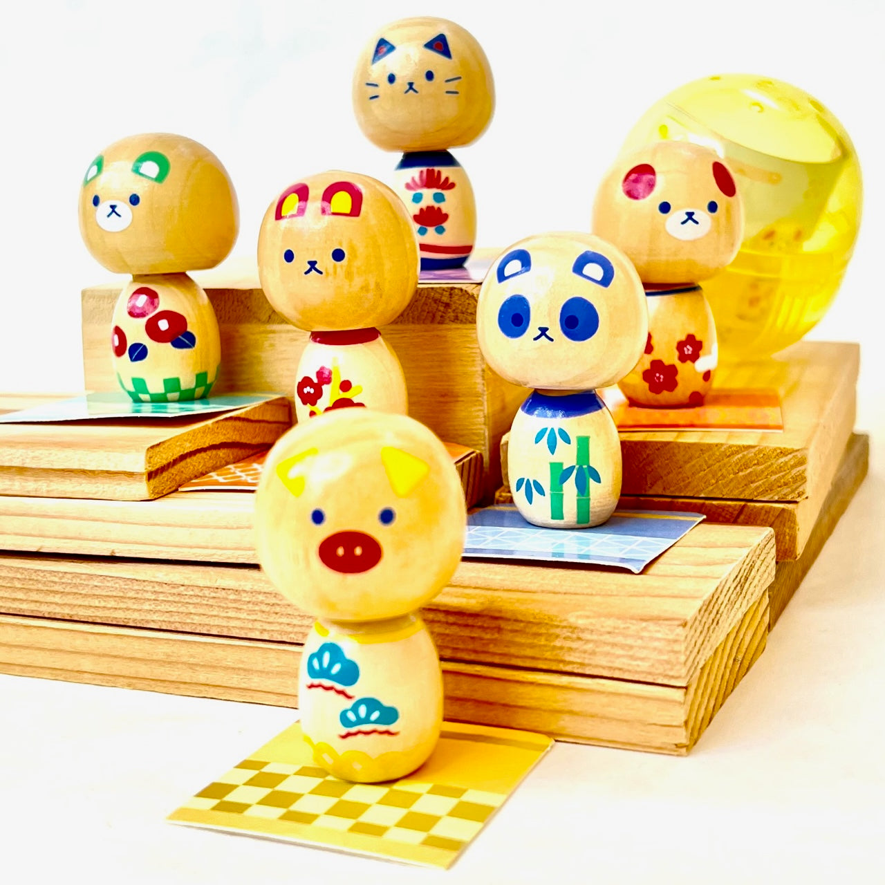 X 70962 Wooden Animal Doll Kokeshi Capsule-DISCONTINUED