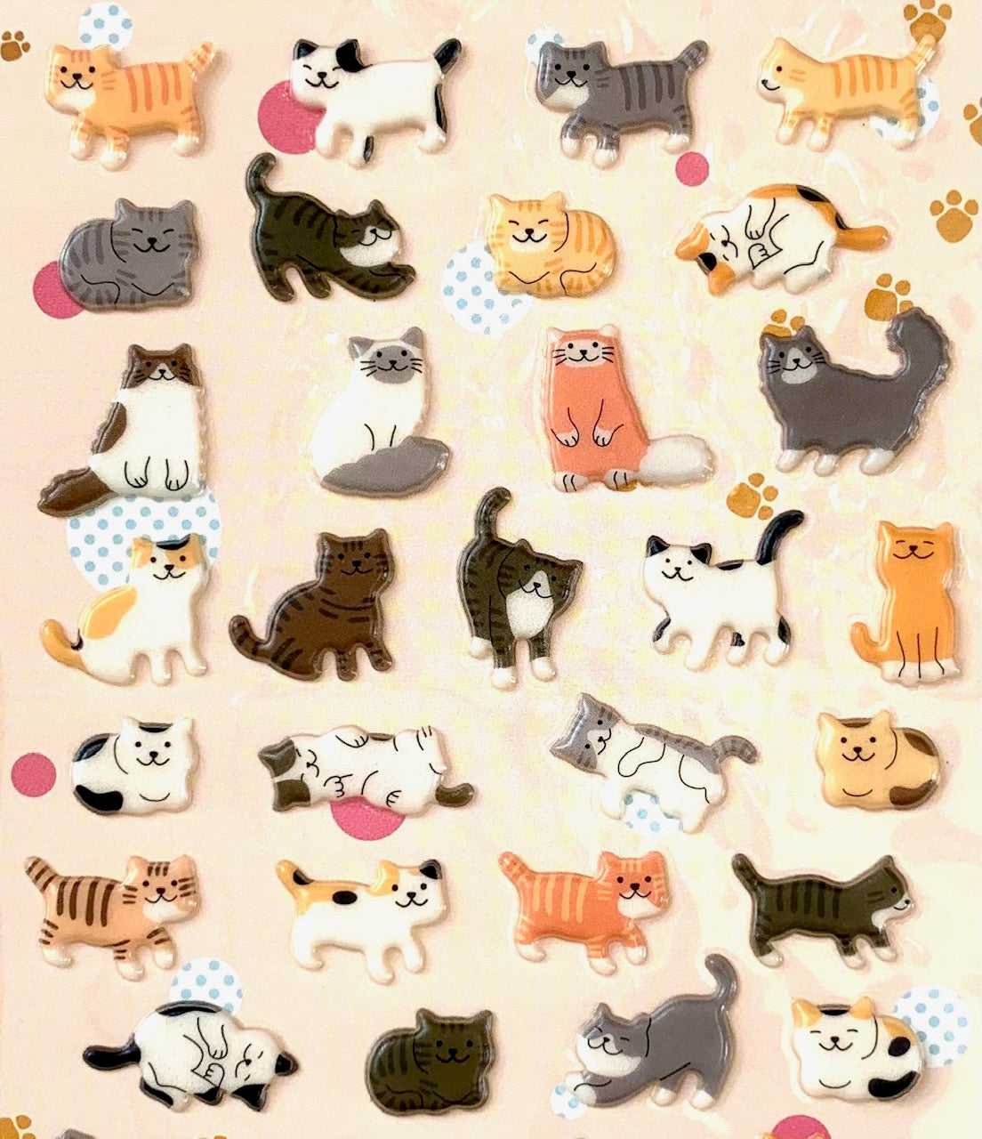 37696 CATS KOREAN PUFFY STICKERS-12