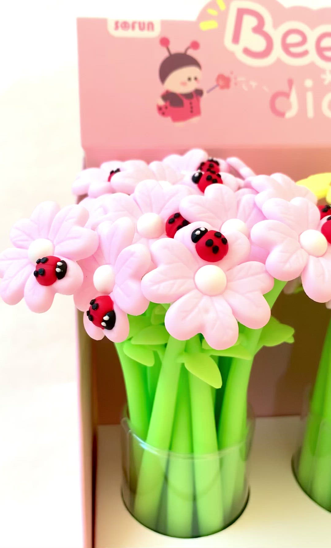 22430 LADYBUG DAISY FLOWER WIGGLE GEL PEN-48 – BCmini