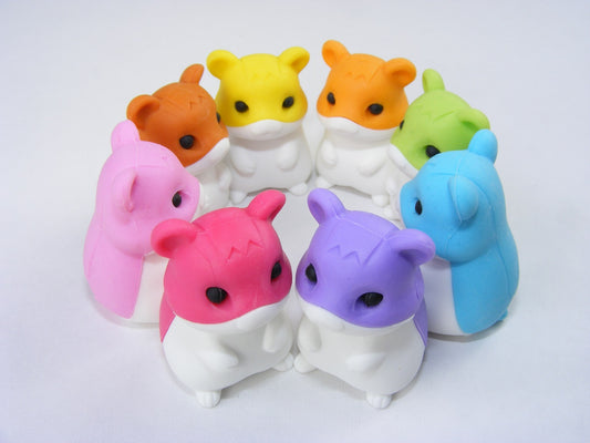 X 381831 HAMSTER ERASERS 8 colors-DISCONTINUED